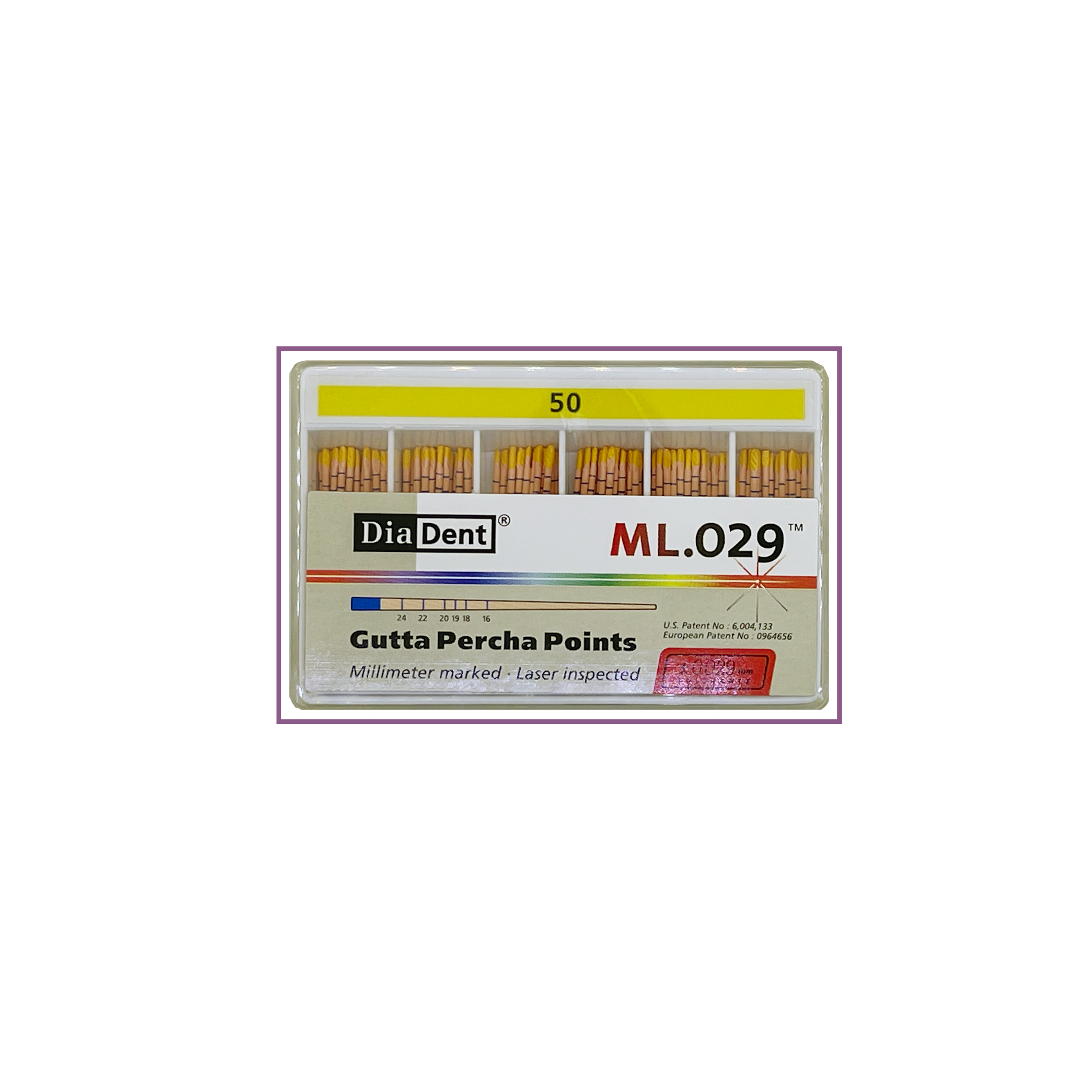 درمانش گوتا دندانپزشکی دیادنت مدل مدرج کد 50 بسته 100 عددی تجهیزات دندانپزشکی