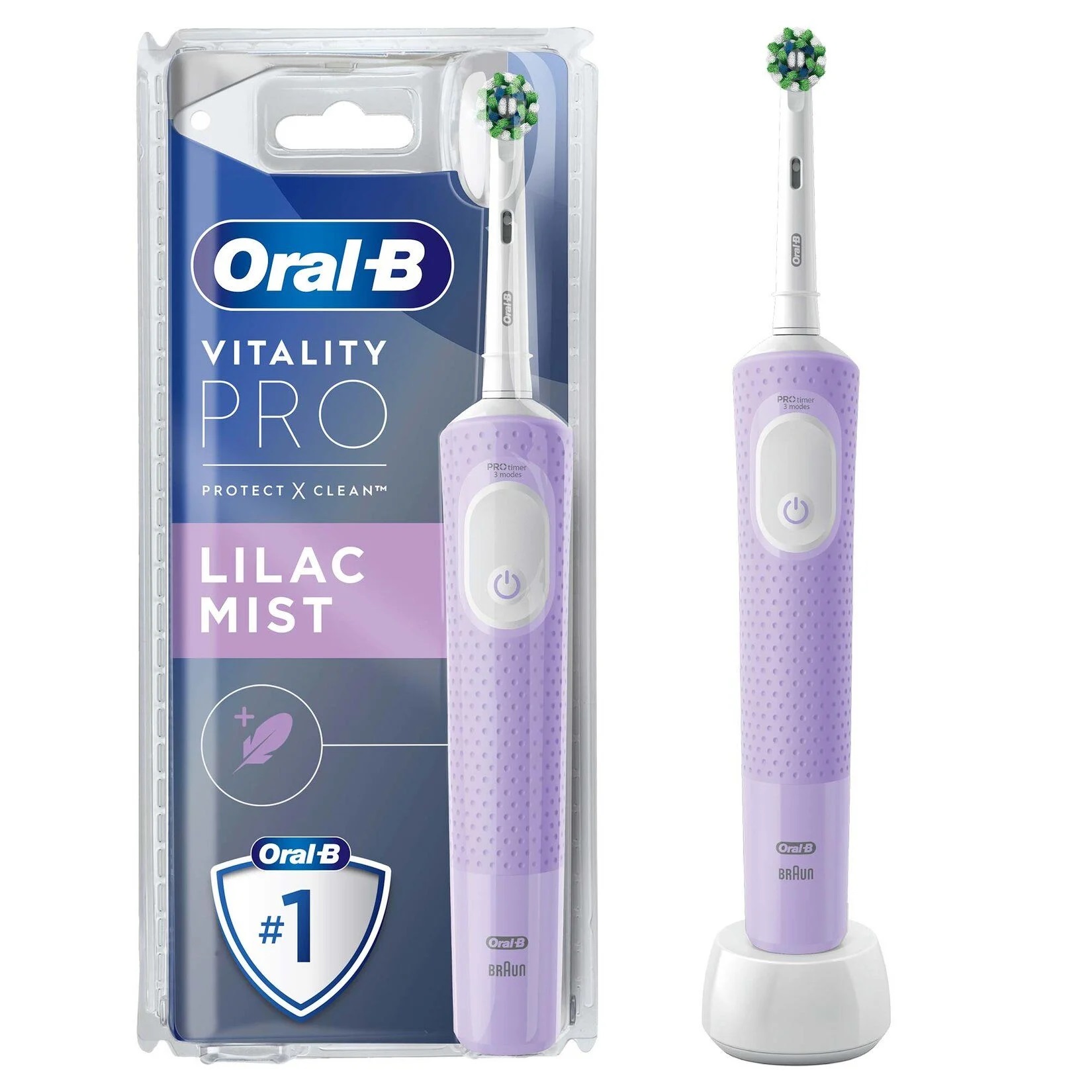 درمانش مسواک برقی اورال-بی مدل Vitality Pro Protect X Clean LILAC MIST تجهیزات دندانپزشکی