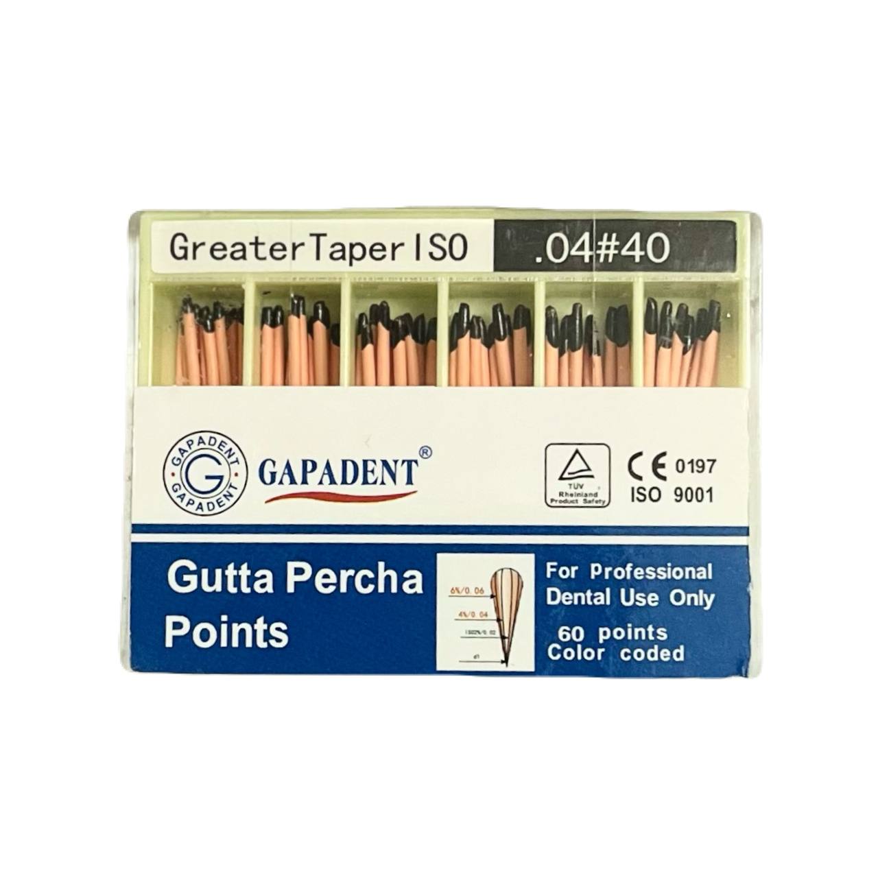 درمانش گوتا دندانپزشکی گاپادنت مدل 40 کد 04 بسته 60 عددی تجهیزات دندانپزشکی