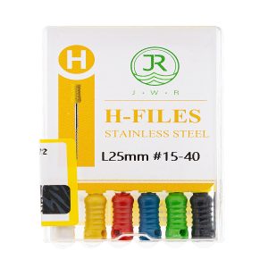 درمانش فایل دستی دندانپزشکی جی دبلیو آر مدل H سایز 15-40 بسته 6 عددی تجهیزات دندانپزشکی