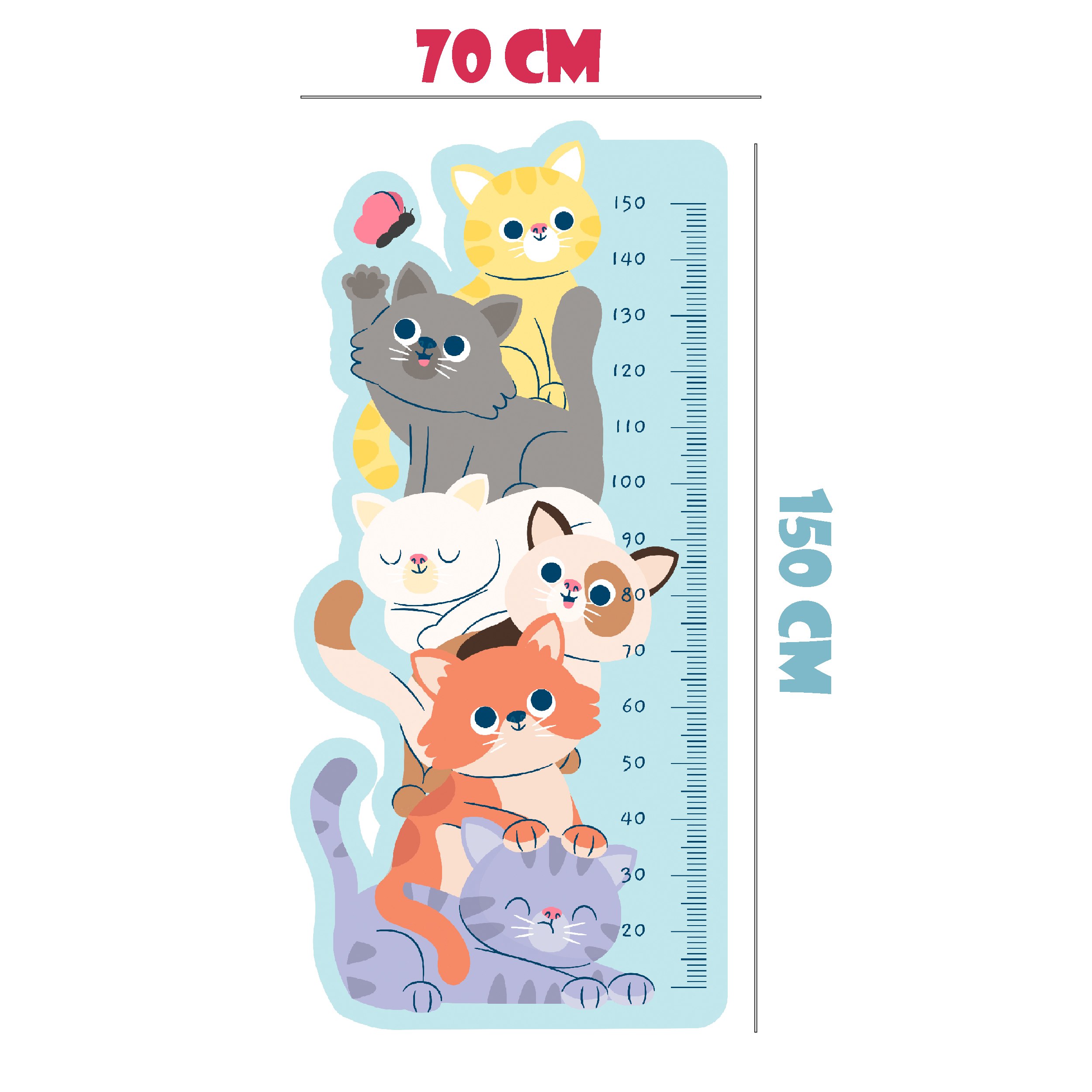 درمانش استیکر اندازه گیری قد کودک مدل گربه های بازیگوش بهداشت و سلامت کودک