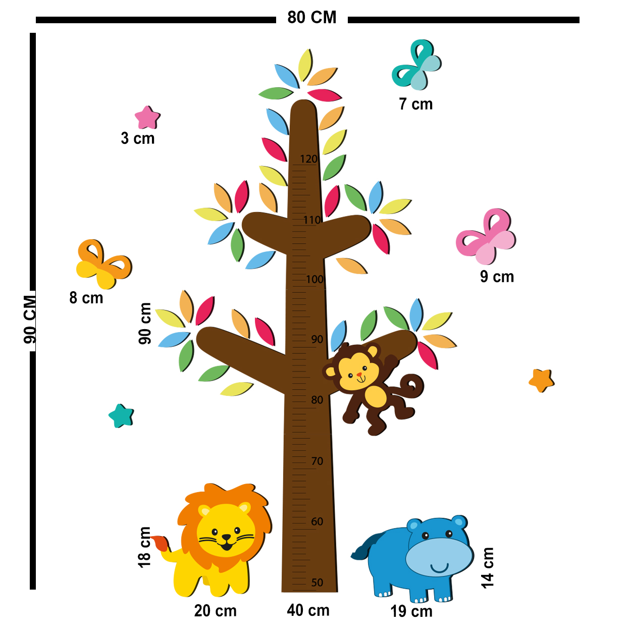 درمانش استیکر اندازه گیری کودک باروچین مدل حیوانات رنگارنگ کد 1288 بهداشت و سلامت کودک