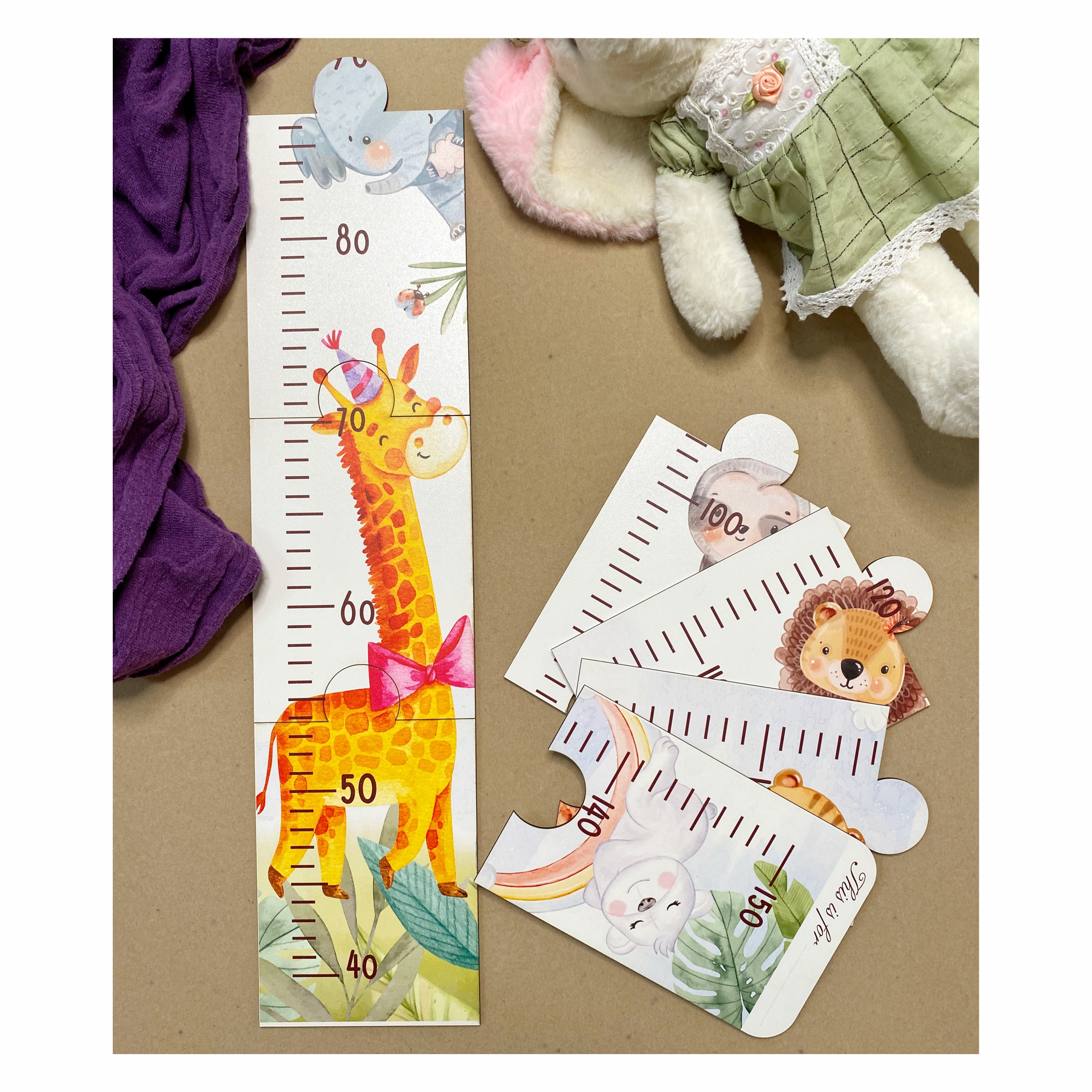 درمانش متر اندازه گیری کودک مدل چوبی طرح زرافه و دوستان بهداشت و سلامت کودک