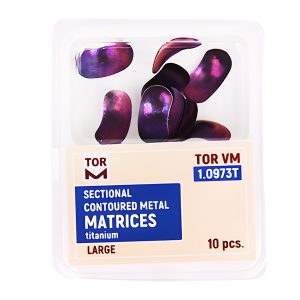 درمانش سکشنال ماتریس برش خورده و فرم داده شده تیتانیومی تور وی ام مدل 1.0973T بسته 10 عددی تجهیزات دندانپزشکی