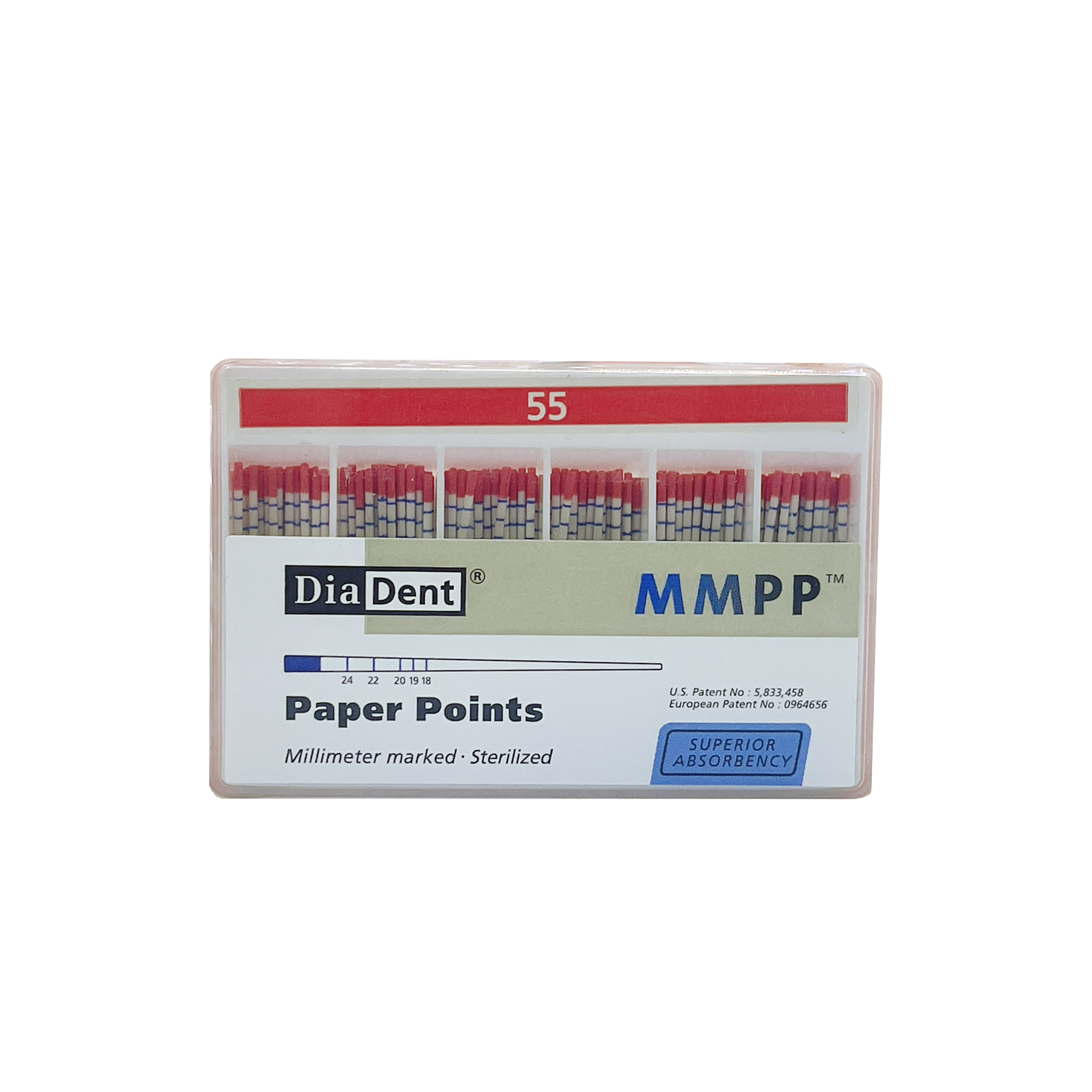 درمانش کن کاغذی دندانپزشکی دیادنت مدل مدرج کد 55 بسته 200 عددی تجهیزات دندانپزشکی