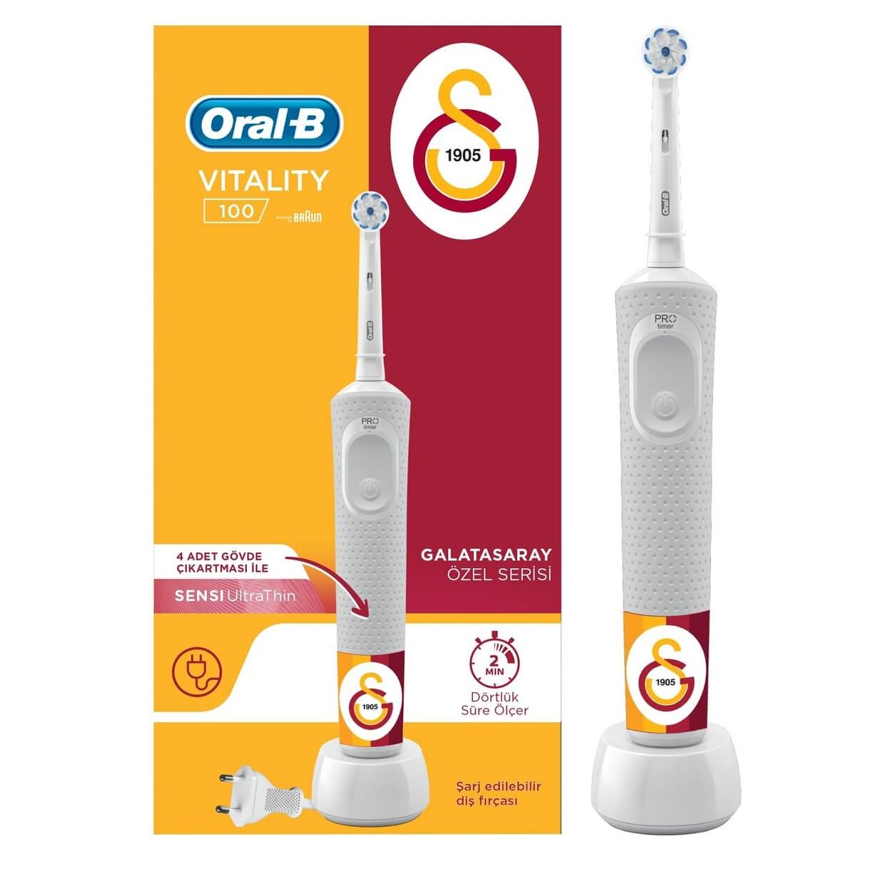 درمانش مسواک برقی اورال-بی مدل Vitality 100 Sensi UltraThin Galatasaray تجهیزات دندانپزشکی