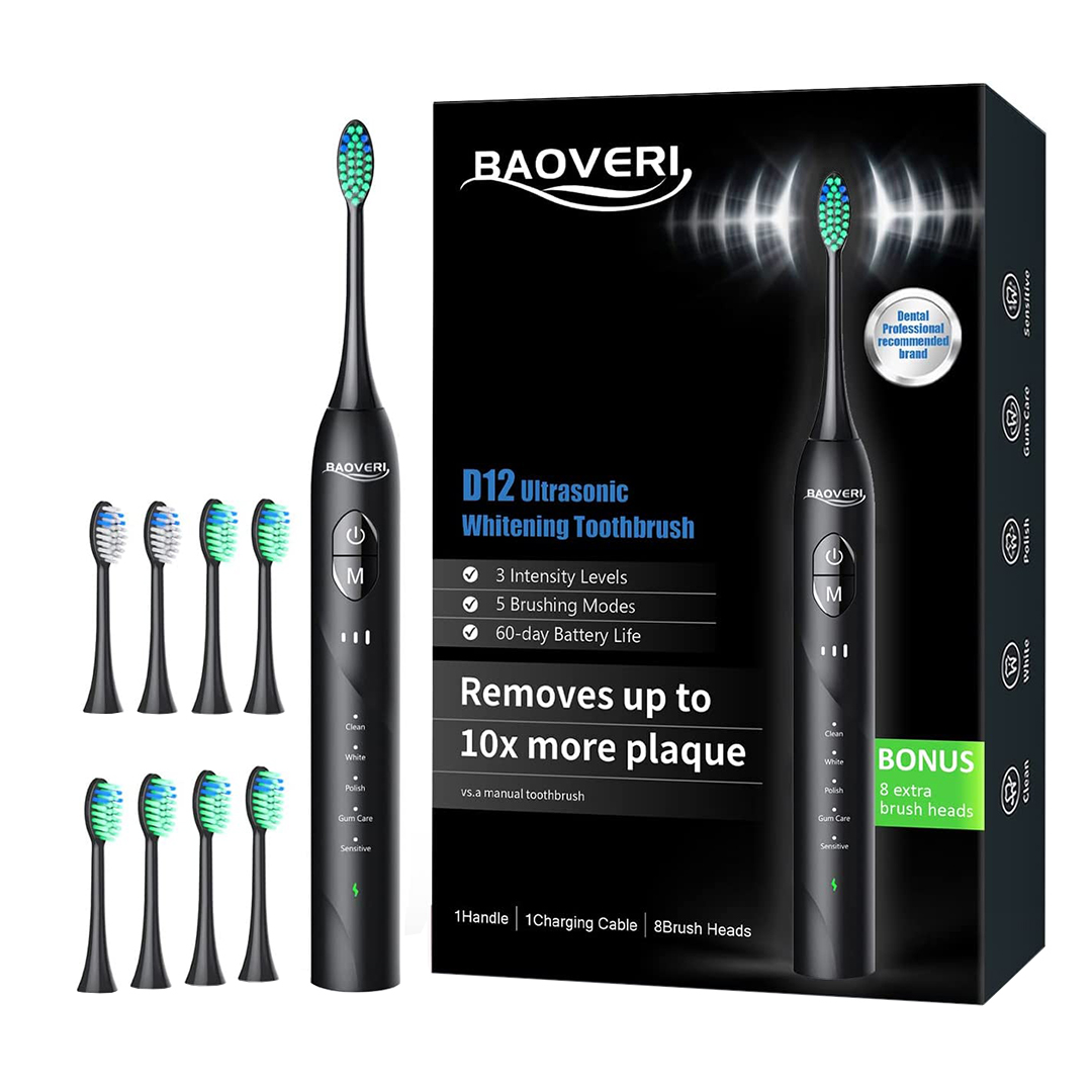 درمانش مسواک برقی بائووری مدل D12 به همراه سری یدک بسته 8 عددی تجهیزات دندانپزشکی